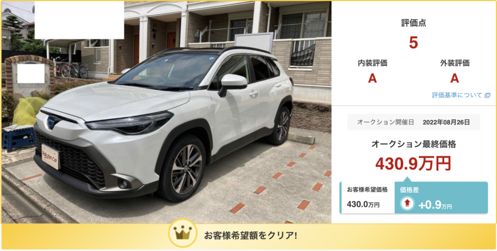 【トヨタ】カローラクロスハイブリッド(HV)が中古車価格で60万円近く高値で売れたかもしれない話
